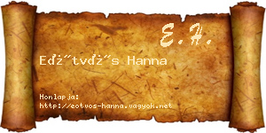Eötvös Hanna névjegykártya